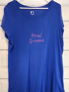 Proud Gramma Royal Blue Tee Scoop Neck Cap Sleeve Shirt